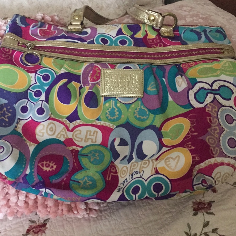Coach Poppy handbag with gold accents